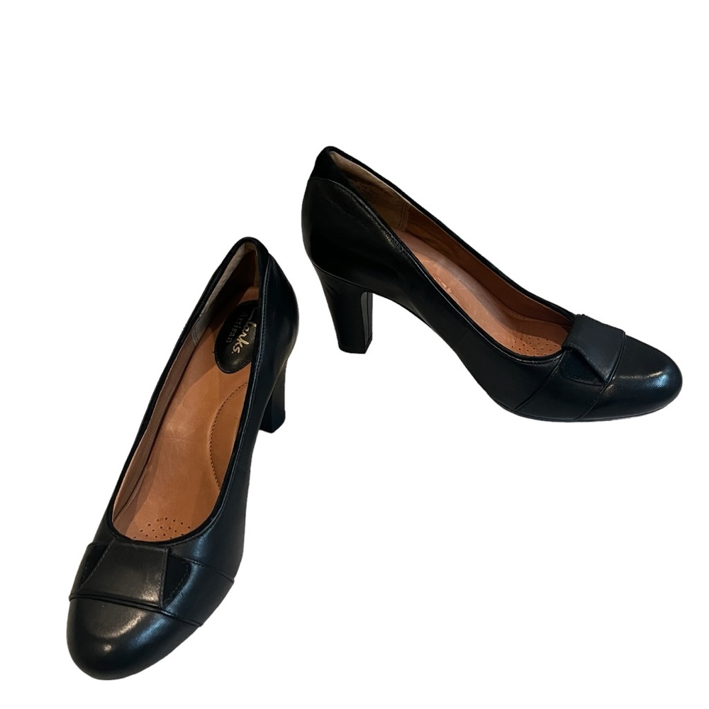 Clarks Artisan Black Leather Dress Pumps, Sz 7.5 Narrow